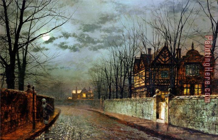 John Atkinson Grimshaw Old English House Moonlight After Rain 1883